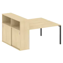 Metal System Quattro Р. ст. с шкафом-купе на П-образном м/к 40БП.РС-СШК-2.3 Т Акация/Антрацит металл 1810*1475*1098