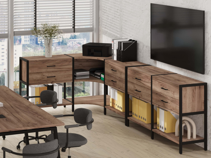 Мебель для персонала Shelf System цвет Дуб Табак / Металл Черный
