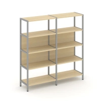 Двухсекционный стеллаж четырехъярусный Shelf System SN.STM-421 Тиквуд Светлый/Металл Серый 1590×400×1613