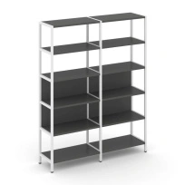 Двухсекционный стеллаж пятиярусный Shelf System SN.STM-521 Вяз Благородный/Металл Белый 1590×400×1980