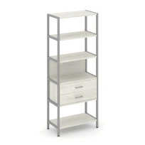 Односекционный стеллаж пятиярусный с ящиками Shelf System SN.STM-512 Дуб Табак/Антрацит/Металл Серый 810×400×1980