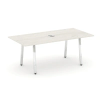 Стол для переговоров с лючком на А-образном металлокаркасе Style Project Direct Lux M-SN-6A.SPRG-198 Тиквуд Светлый/Нержавеющая Сталь/Хром 1980×980×750