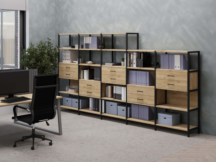 Мебель для персонала Shelf System цвет Тиквуд Светлый / Металл Серый