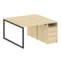 Metal System Quattro Р. ст. с тумбой на О-образном м/к 40БО.РС-СТП-2.1 Акация/Антрацит металл 1412*1475*750