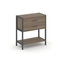 Односекционный стеллаж двухярусный с ящиками Shelf System SN.STM-212 Тиквуд Светлый/Металл Антрацит 810×400×879