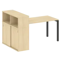 Metal System Quattro Стол офисный с шкафом-купе на П-образном м/к 50БП.РС-СШК-3.3 Т Вяз/Мокко металл 1810×1120×1098