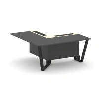 Проходной угловой модуль левый Steel Meet KM-PR.B.SPPOU-16(L) / Тиквуд Светлый – Графит Глянец – Металл Черный / 1600×1600×750