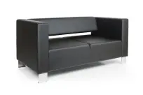 Диван офисный двухместный Горизонт Euroforma / Экокожа Euroline / Черный / 1600×800×730