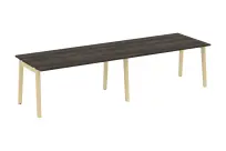 Onix Wood Стол переговорный (2 столешницы) OW.PRG-2.4 Белый бриллиант/Дуб светлый/Белый металл 3160×980×750
