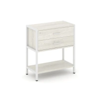 Односекционный стеллаж двухярусный с ящиками Shelf System SN.STM-212 Тиквуд Светлый/Металл Белый 810×400×879