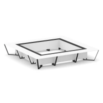 Стол для переговоров квадратный Steel Meet KM-PR.B.SP-24K / Тиквуд Светлый – Графит Глянец – Металл Черный / 4800×4800×750