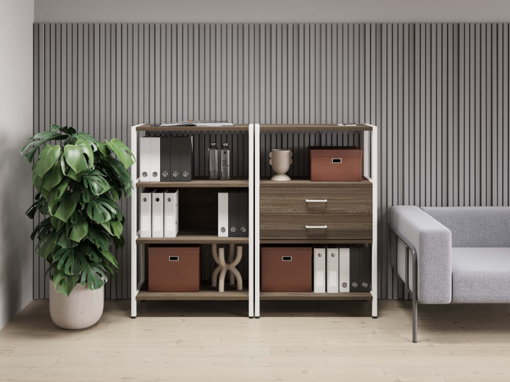 Мебель для персонала Shelf System цвет Вяз Благородный / Металл Белый
