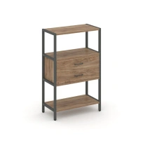 Односекционный стеллаж трехъярусный с ящиками Shelf System SN.STM-312 Тиквуд Светлый/Металл Антрацит 810×400×1246