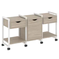 Loft Тумба на колесных опорах наборная. Вариант №6 VR.L-TN-6.K Тиквуд тёмный/Чёрный металл 1440×460×767