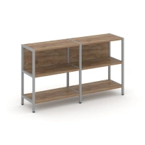 Двухсекционный стеллаж двухярусный Shelf System SN.STM-221 Тиквуд Светлый/Металл Серый 1590×400×879
