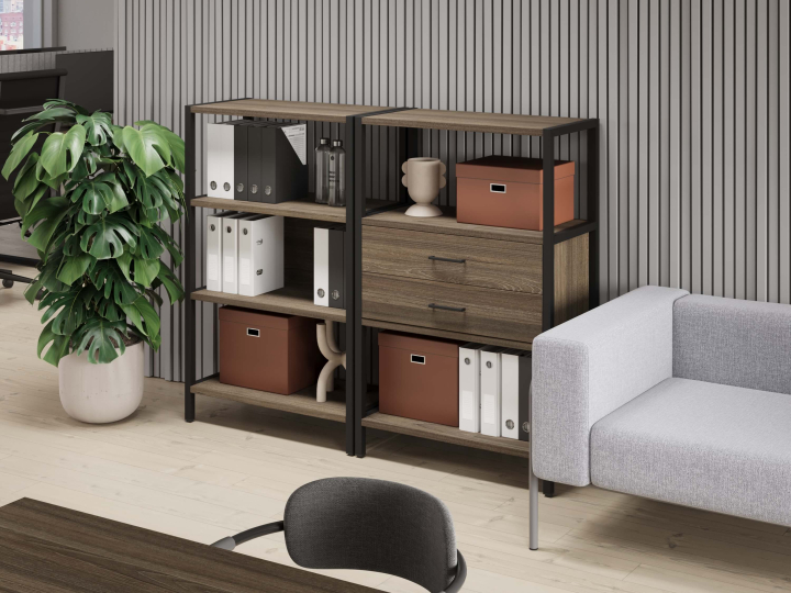 Мебель для персонала Shelf System цвет Вяз Благородный / Металл Черный