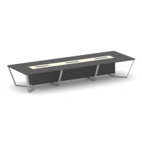 Стол для переговоров квадратный Steel Meet KM-PR.B.SP-16 / Тиквуд Светлый – Графит Глянец – Металл Серый / 4800×1600×750
