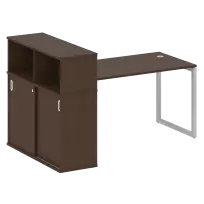 Metal System Стол офисный с шкафом-купе на О-образном м/к БО.РС-СШК-3.3 Т Дуб наварра/Серый металл 1810×1120×1098