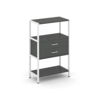 Односекционный стеллаж трехъярусный с ящиками Shelf System SN.STM-312 Тиквуд Светлый/Металл Белый 810×400×1246