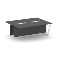 Сектор переговорного стола проходной Steel Meet L=2000 KD-PR.B.SPPW-20 / Тиквуд Светлый – Металл Белый / 2000×1600×750
