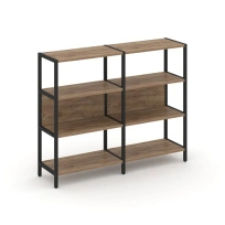 Двухсекционный стеллаж трехъярусный Shelf System SN.STM-321 Тиквуд Светлый/Металл Черный 1590×400×1246