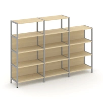 Трехсекционный стеллаж четырех/трехъярусный Shelf System SN.STM-432 Тиквуд Светлый/Металл Серый 2370×810×879