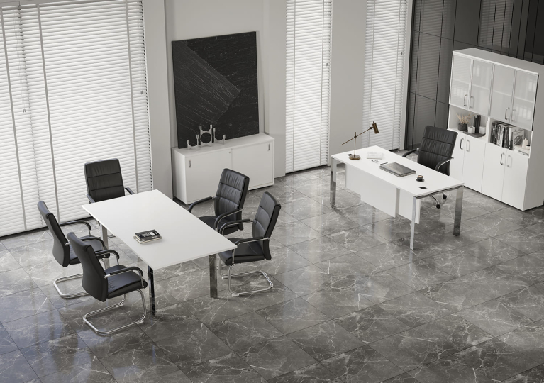 Столы для переговоров Onix Direct Lux цвет Белый Бриллиант - Хром