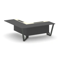 Проходной угловой модуль левый Steel Meet KM-PR.B.SPPOU-20(L) / Тиквуд Светлый – Графит Глянец – Металл Антрацит / 2000×2000×750