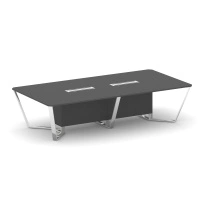 Стол для переговоров прямоугольный Steel Meet MD-PR.B.SP-12 / Тиквуд Светлый – Нержавеющая Сталь – Хром / 3200×1600×750