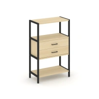 Односекционный стеллаж трехъярусный с ящиками Shelf System SN.STM-312 Тиквуд Светлый/Металл Черный 810×400×1246
