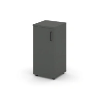 Шкаф для документов низкий узкий левый с глухой дверью Style Project SN.STU-301(L) / Акация Лорка – Белый – Черные ручки / 400×400×833