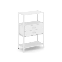 Односекционный стеллаж трехъярусный с ящиками Shelf System SN.STM-312 Тиквуд Светлый/Металл Белый 810×400×1246
