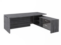 Стол для руководителя с опорной тумбой правый Festus FI-121R.GG  / Фурнитура INOX / Древесина графит / Мрамор леванто белый