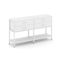 Двухсекционный стеллаж двухярусный с ящиками Shelf System SN.STM-222 Тиквуд Светлый/Металл Белый 1590×400×879