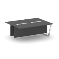 Сектор переговорного стола проходной Steel Meet L=2000 MD-PR.B.SPPW-20 / Тиквуд Светлый – Нержавеющая Сталь – Хром / 2000×1600×750