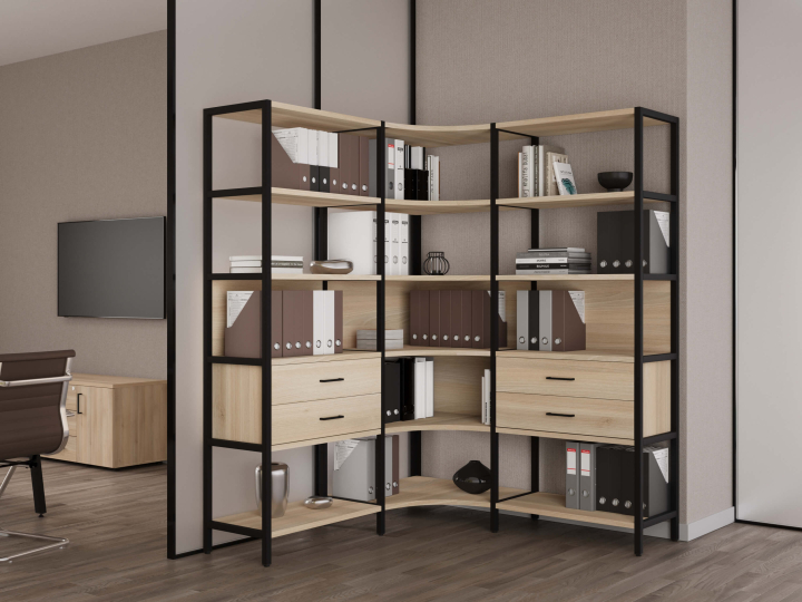 Мебель для персонала Shelf System цвет Акация Лорка / Металл Черный