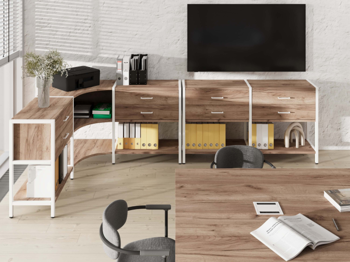Мебель для персонала Shelf System цвет Дуб Табак / Металл Белый