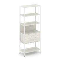 Односекционный стеллаж пятиярусный с ящиками Shelf System SN.STM-512 Дуб Табак/Антрацит/Металл Белый 810×400×1980