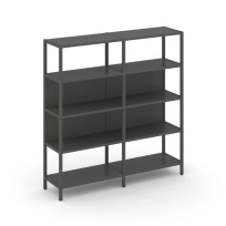 Двухсекционный стеллаж четырехъярусный Shelf System SN.STM-421 Тиквуд Светлый/Металл Антрацит 1590×400×1613