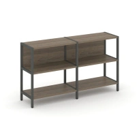 Двухсекционный стеллаж двухярусный Shelf System SN.STM-221 Тиквуд Светлый/Металл Антрацит 1590×400×879