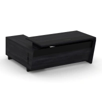 Стол руководителя с опорной тумбой, правый Corner (Корнер) COR.SRT-20 (R) Каштан Тоскана/Черный/Металл Черный Глянец 2000×1800×750