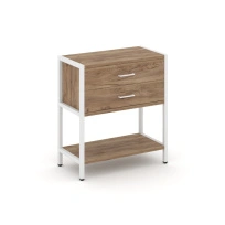 Односекционный стеллаж двухярусный с ящиками Shelf System SN.STM-212 Тиквуд Светлый/Металл Белый 810×400×879