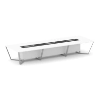 Стол для переговоров квадратный Steel Meet KM-PR.B.SP-16 / Тиквуд Светлый – Графит Глянец – Металл Серый / 4800×1600×750