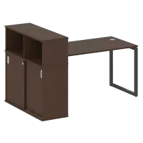 Metal System Стол офисный с шкафом-купе на О-образном м/к БО.РС-СШК-3.3 Т Дуб наварра/Серый металл 1810×1120×1098