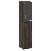 Шкаф узкий LT.SU-1.7 R (R) black Yalta / Дуб Мали – Стекло Black 400×450×1987