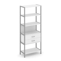 Односекционный стеллаж пятиярусный с ящиками Shelf System SN.STM-512 Дуб Табак/Антрацит/Металл Серый 810×400×1980