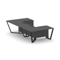 Стол для переговоров П-образный Steel Meet KD-PR.B.SP-07P / Тиквуд Светлый – Металл Черный / 1600×3200×750