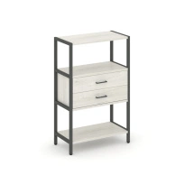 Односекционный стеллаж трехъярусный с ящиками Shelf System SN.STM-312 Тиквуд Светлый/Металл Антрацит 810×400×1246