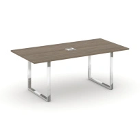 Стол для переговоров с лючком на О-образном металлокаркасе Style Project Direct Lux M-SN-6O.SPRG-198 Тиквуд Светлый/Нержавеющая Сталь/Хром 1980×980×750