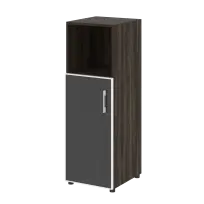 Шкаф узкий LT.SU-2.2 R (L) black Yalta / Дуб Мали – Стекло Black 400×450×1195